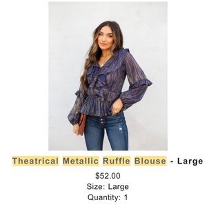 VICI NWT: metallic ruffle blouse